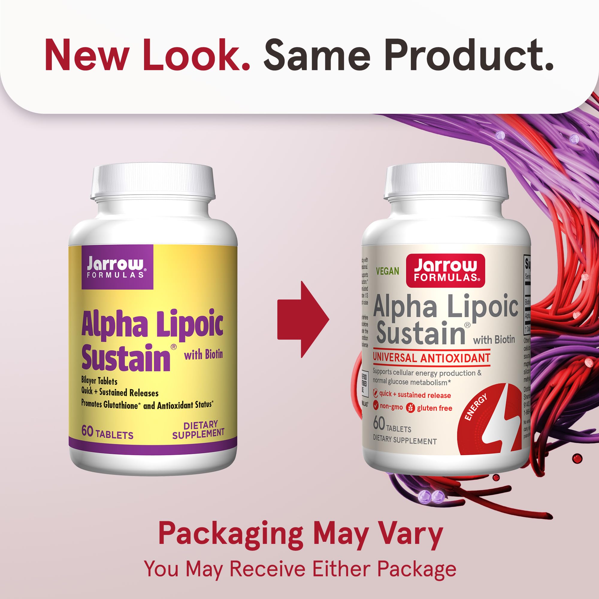 Jarrow Formulas Alpha Lipoic Sustain bilayer release details for steady absorption