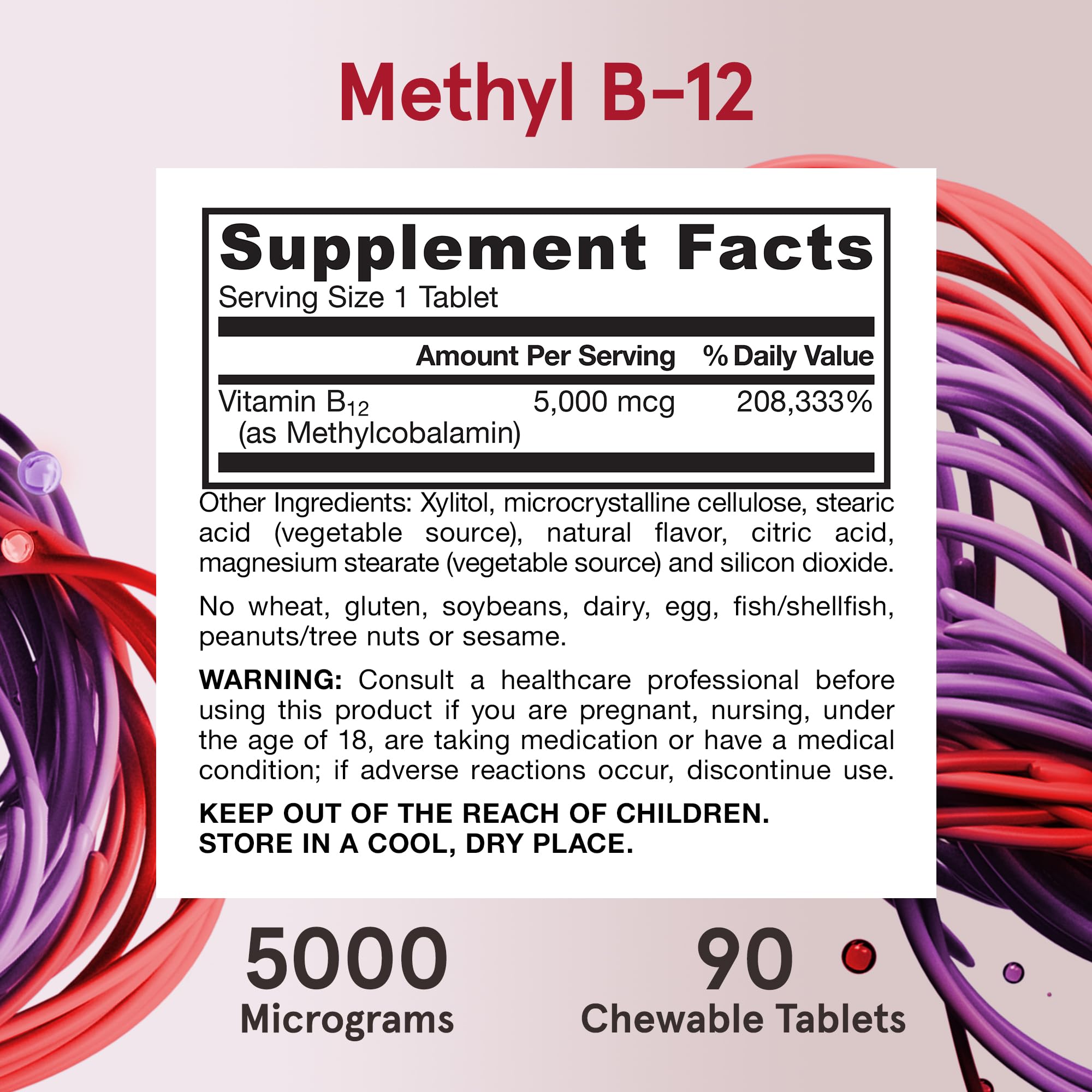 Jarrow Formulas Methyl B-12 5000 mcg bottle on kitchen counter