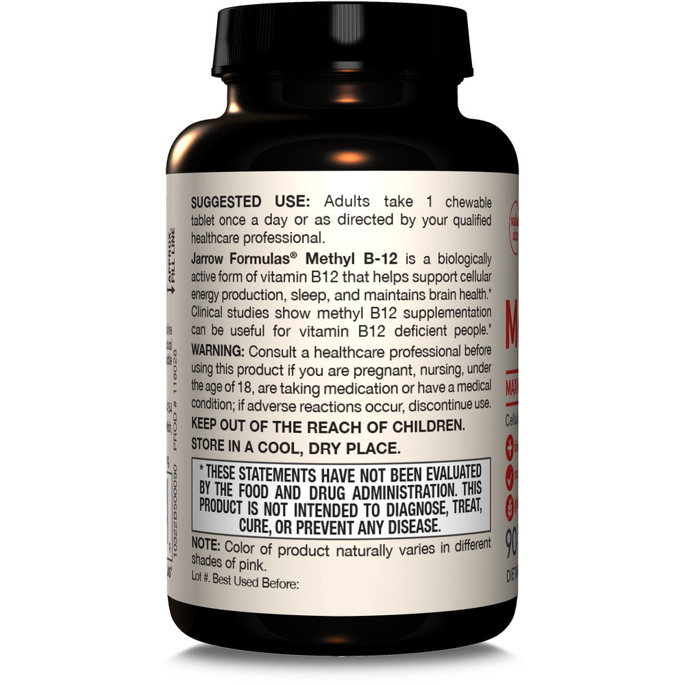 Jarrow Formulas Methyl B-12 5000 mcg gluten-free pack on shelf