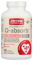 Jarrow Formulas Q-Absorb CoQ10 bottle highlighting high absorption benefits.