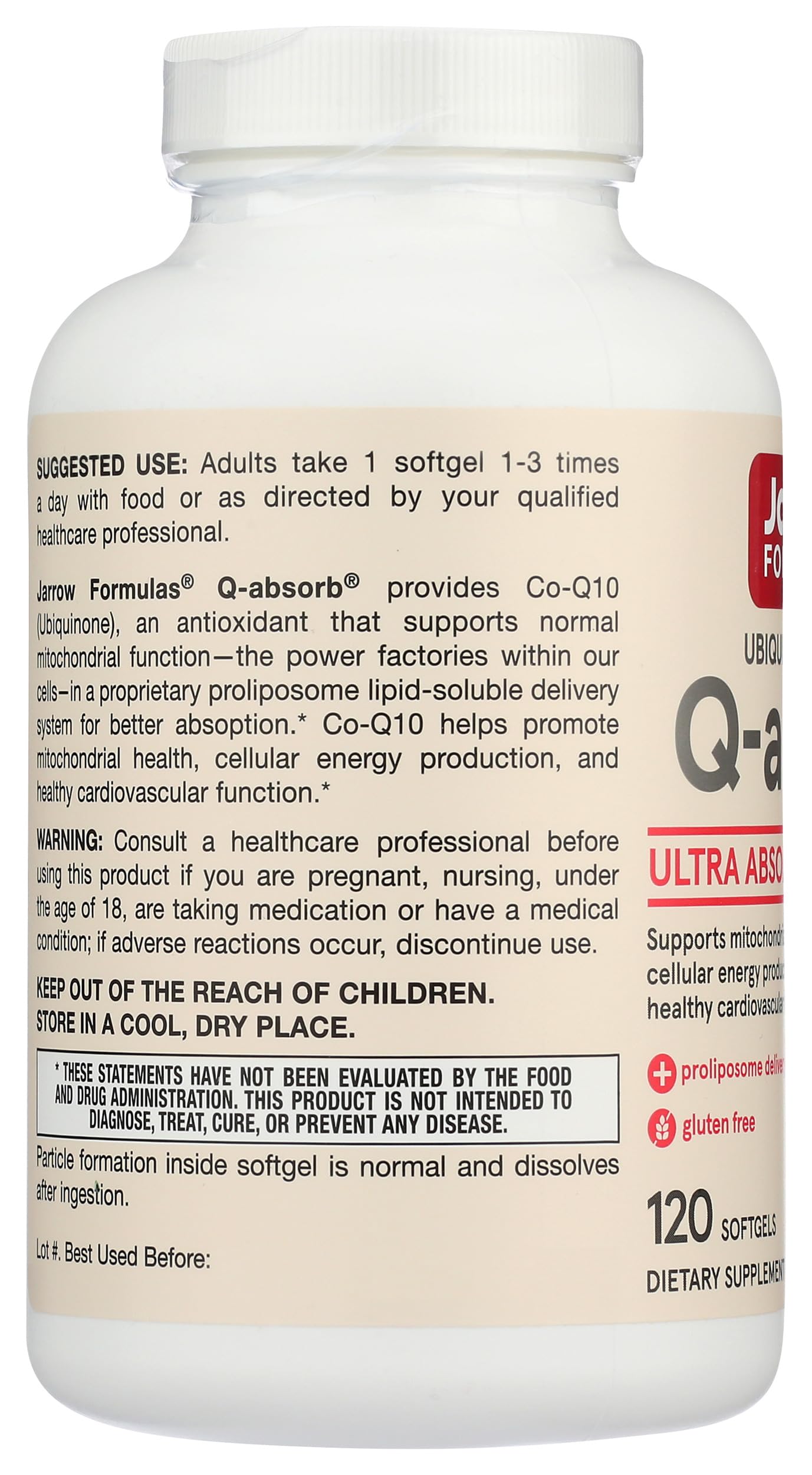 Jarrow Formulas Q-Absorb CoQ10 box packaging with product details.