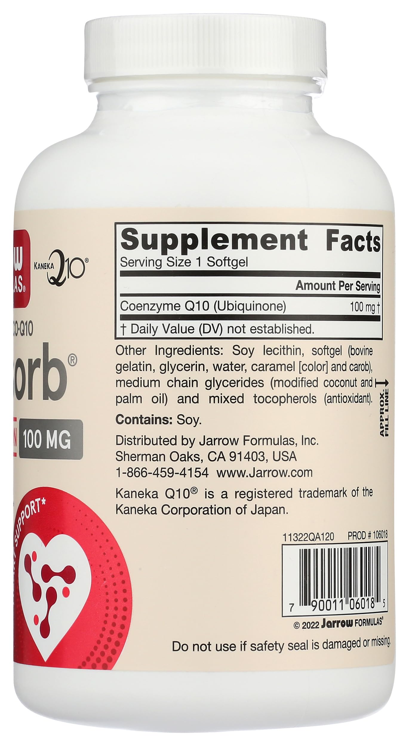 Jarrow Formulas Q-Absorb daily-use bottle in kitchen setting.