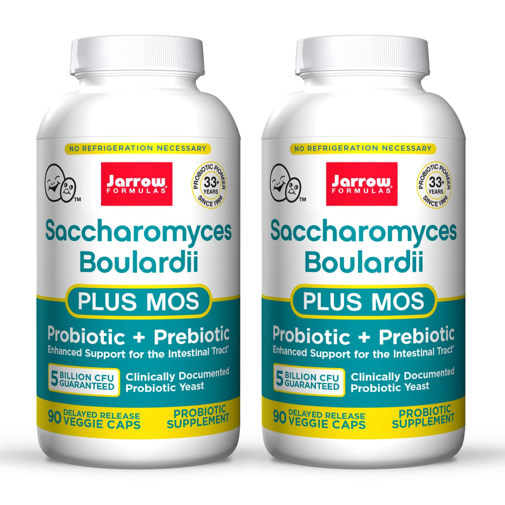 Jarrow Formulas Saccharomyces Boulardii bottle supports digestive balance with 5 billion CFU per serving.