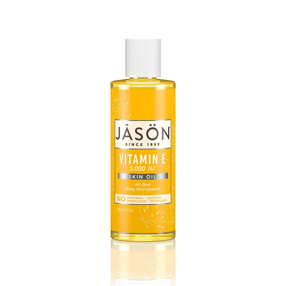 JASON Vitamin E 5000 IU bottle delivers deep hydration for soft skin.