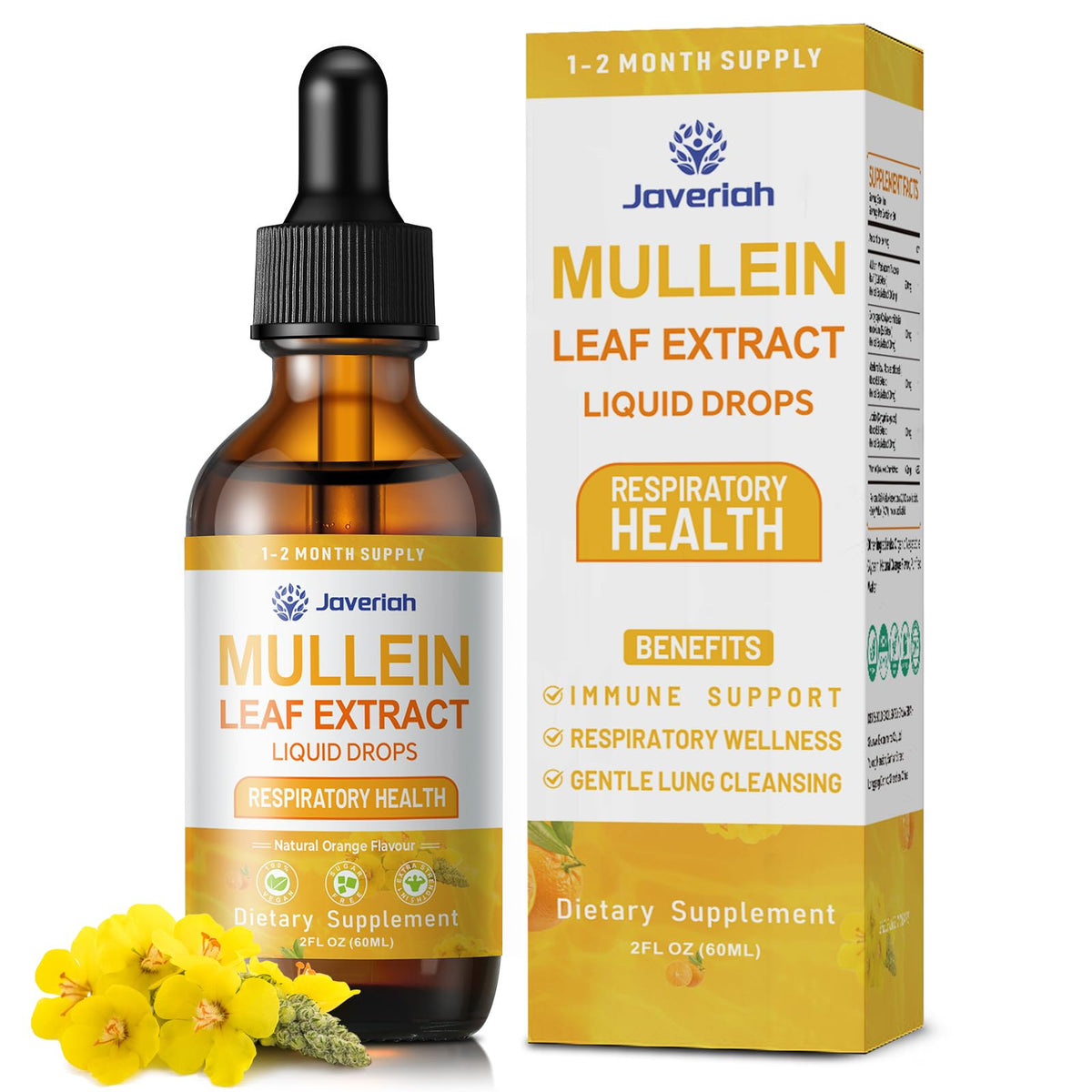 Javeriah Mullein Drops bottle 60ml for daily respiratory wellness.