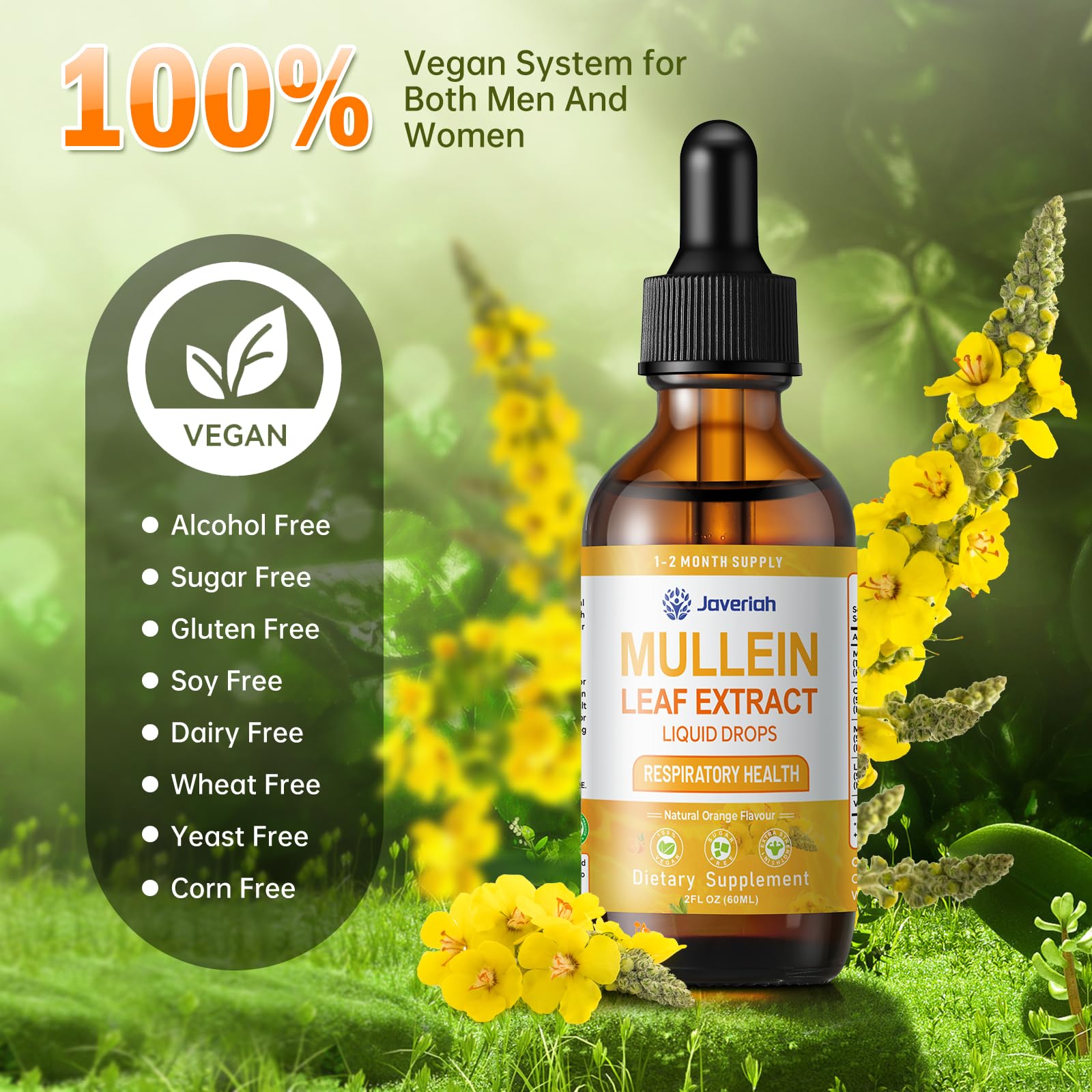 Mullein Drops display the all-natural ingredients for daily use.