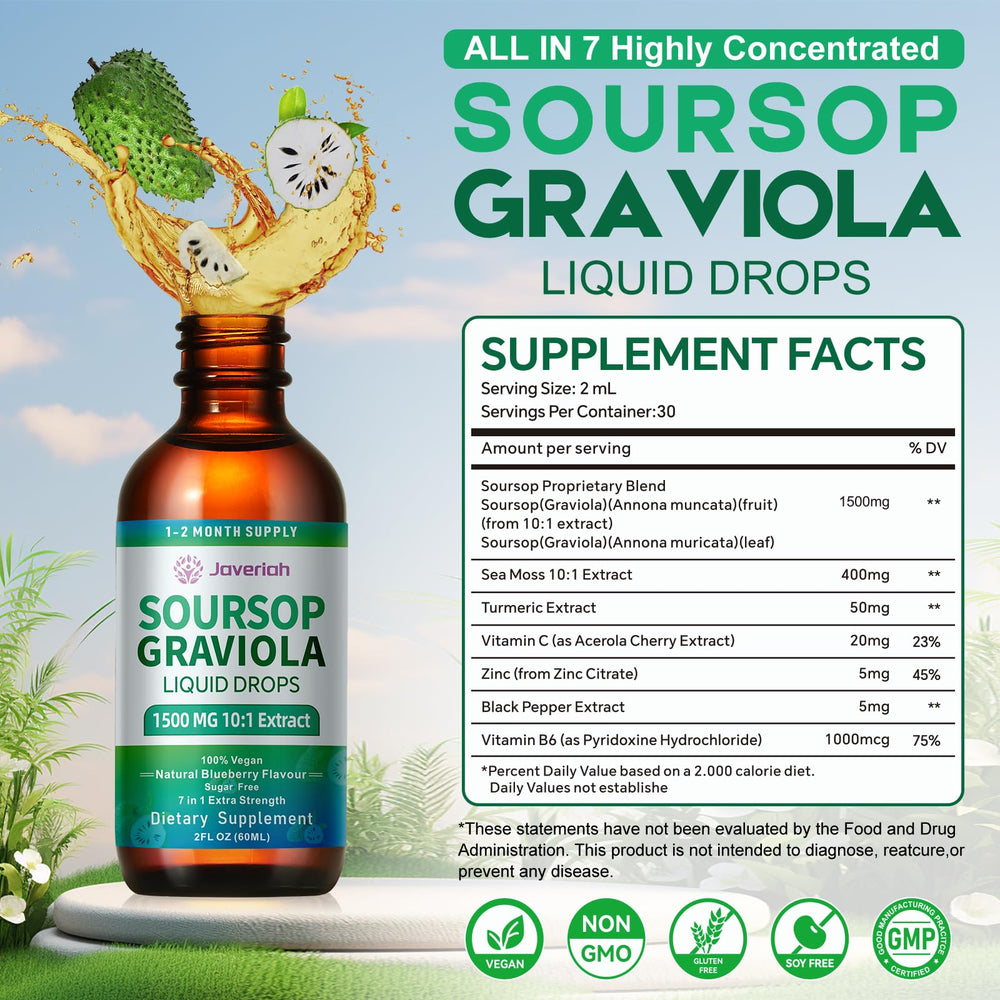 Javeriah Soursop Fruit Drops bottle with easy-dose application