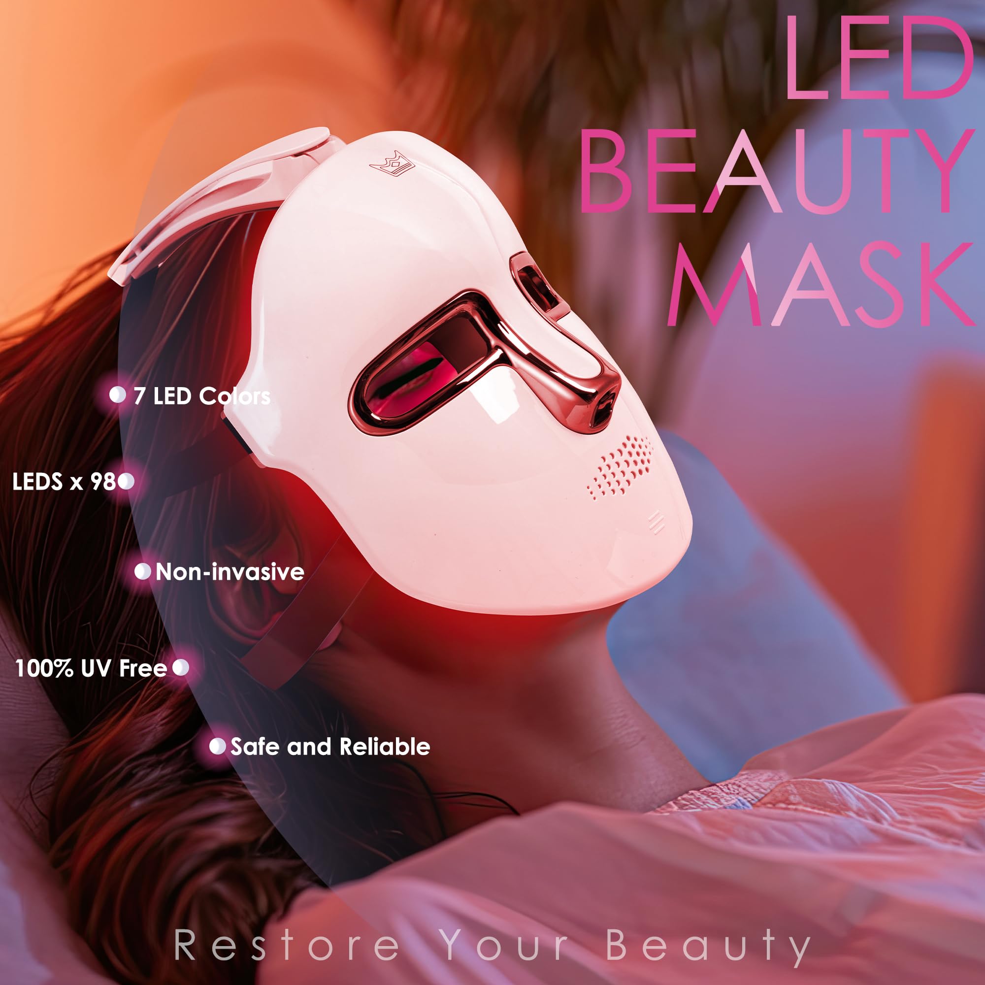 Jay Sarees face mask control buttons on the head for quick color changes