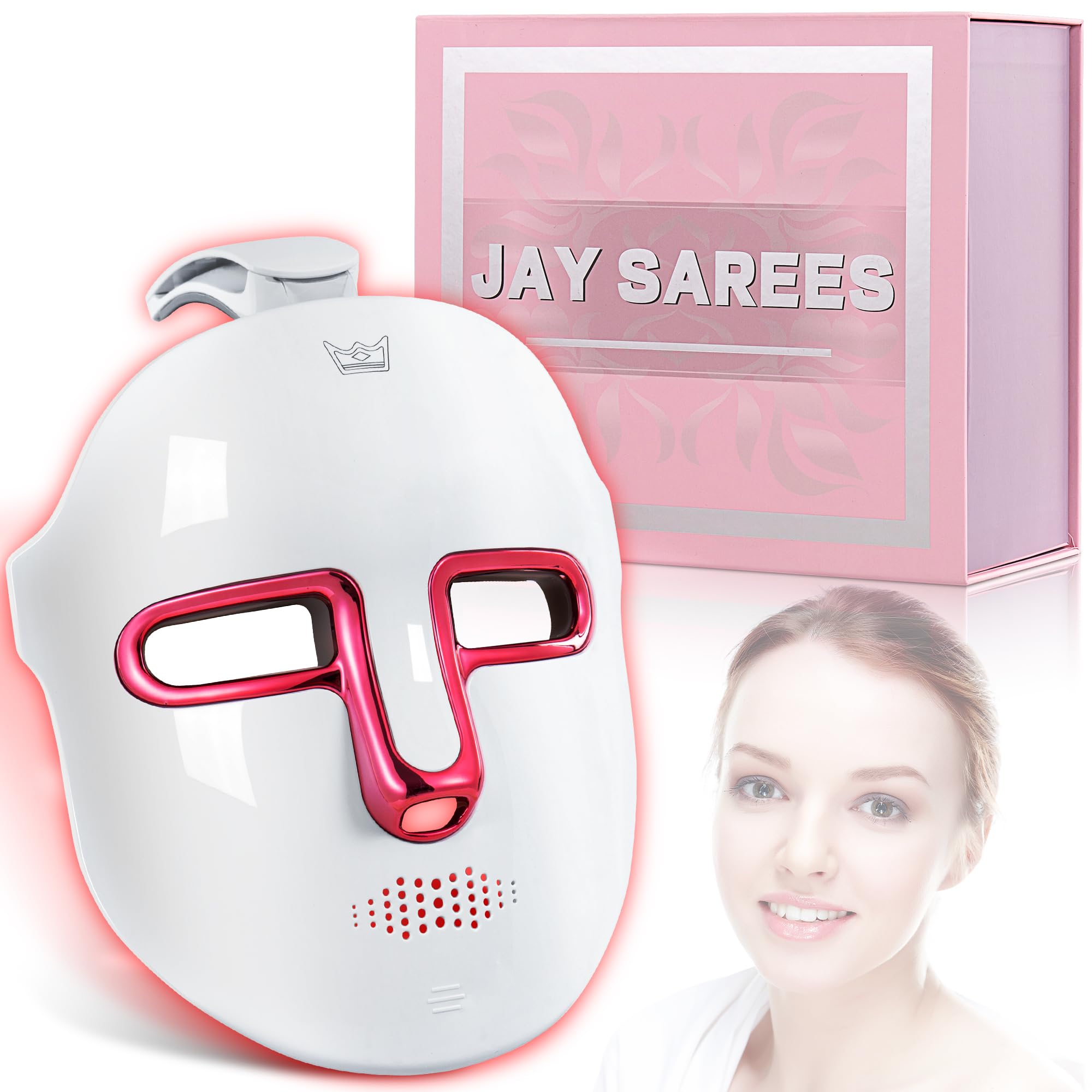 Jay Sarees red-light therapy face mask with seven color options for skincare routines