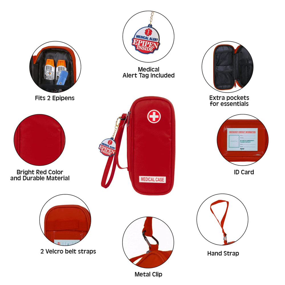 Jayour EpiPen case compartment layout keeps two epinephrine devices organized