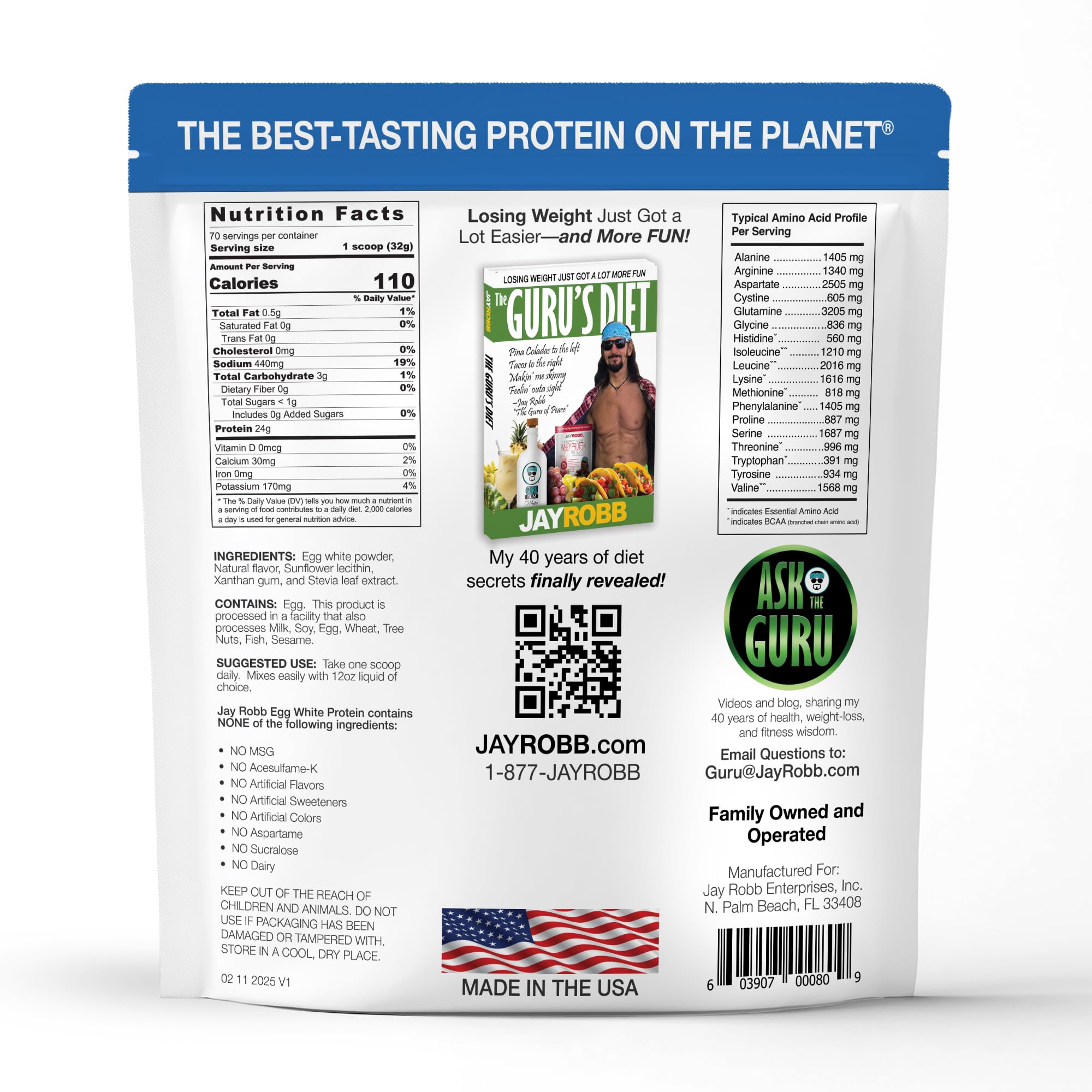 JAYROBB Vanilla Egg White Protein label highlights clean ingredients and no artificial additives.