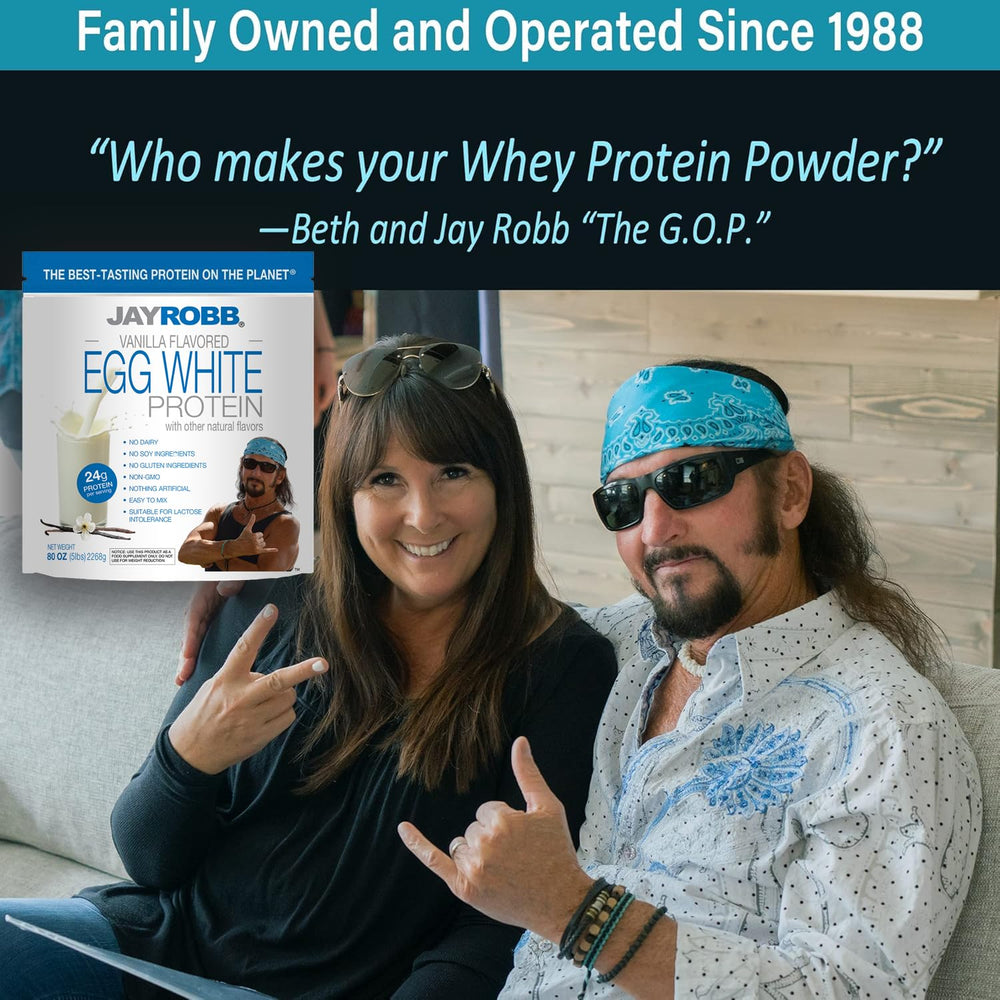 JAYROBB Vanilla Egg White Protein shake-ready appearance invites quick smoothies.