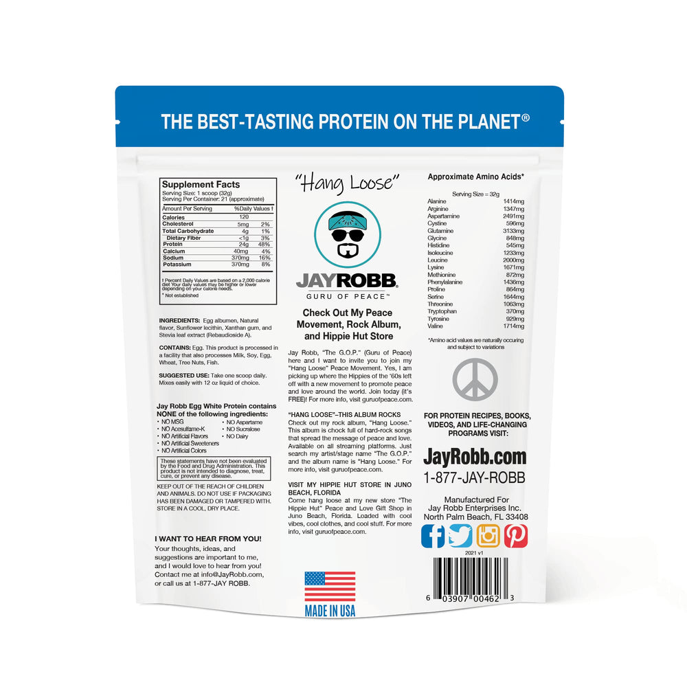 Jay Robb Vanilla Egg White Protein scoop for fast mixing