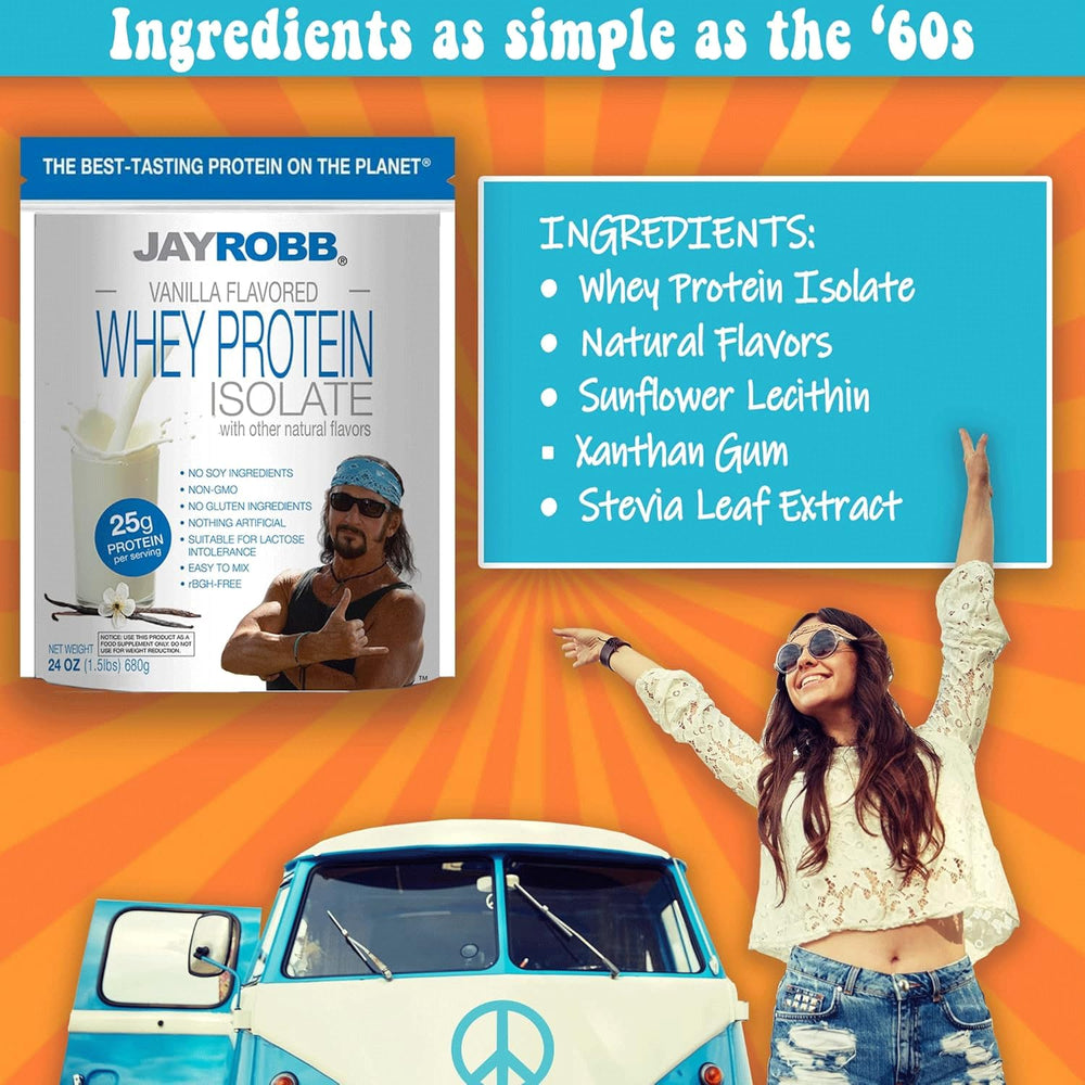 Jay Robb Whey Protein Vanilla on-the-go bottle for easy daily nutrition.
