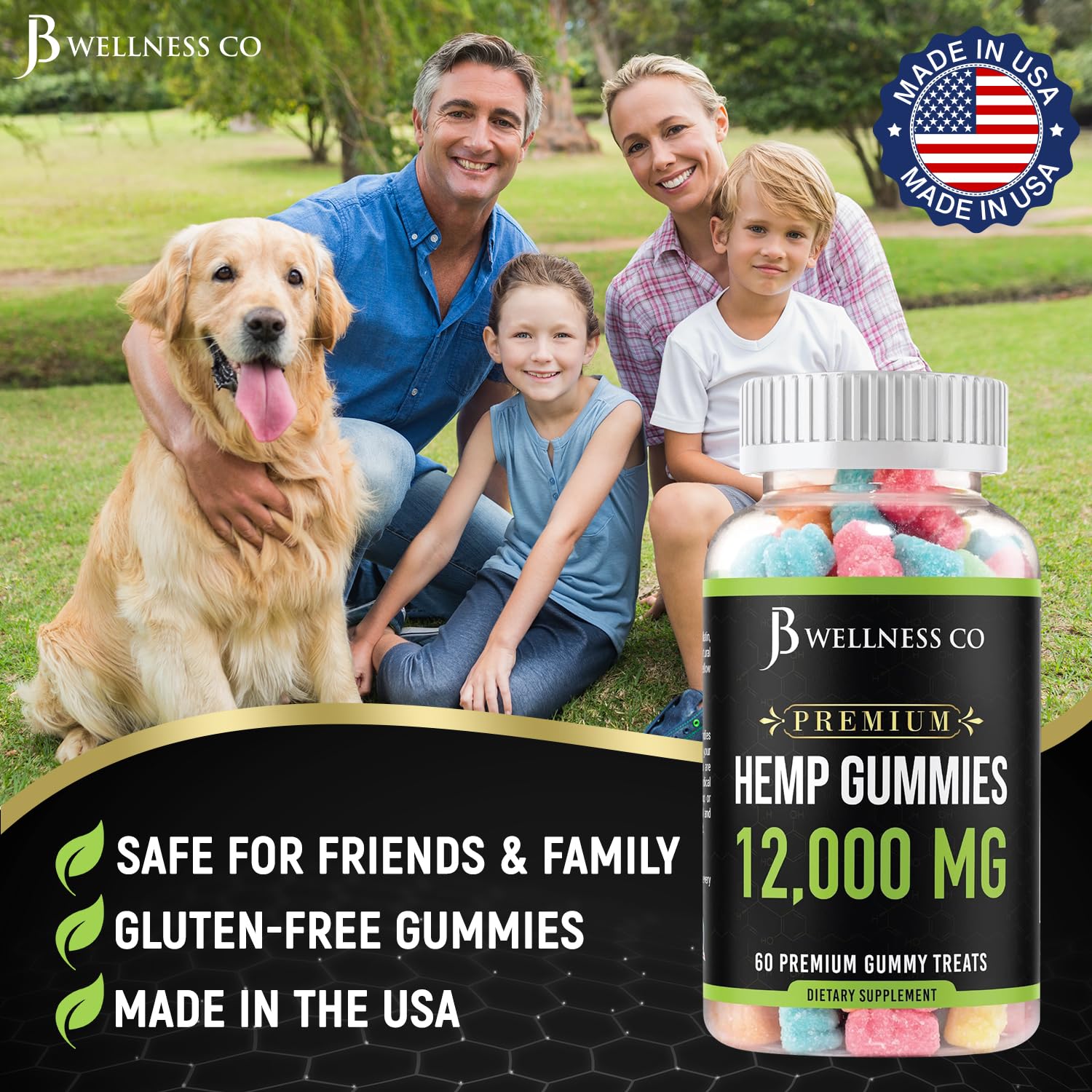 JB Wellness Co hemp gummies close-up, fruity texture and chewy satisfaction.