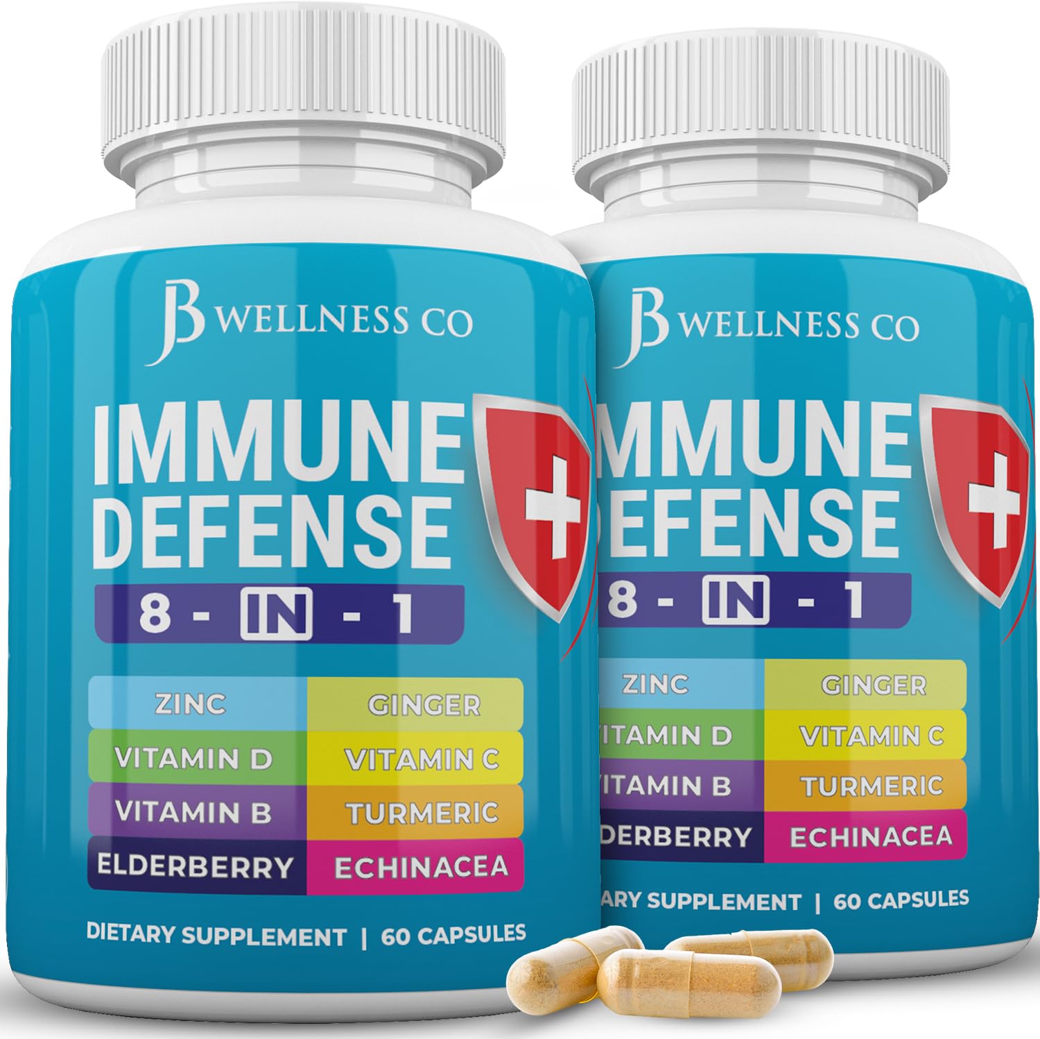 JB Wellness Co Immune 8in1 bottle front for daily immune support.