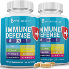 JB Wellness Co Immune 8in1 bottle front for daily immune support.