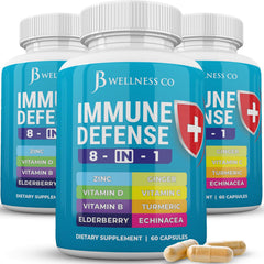JB Wellness Co Immune Support 8 in 1 bottle ready for daily wellness routine.