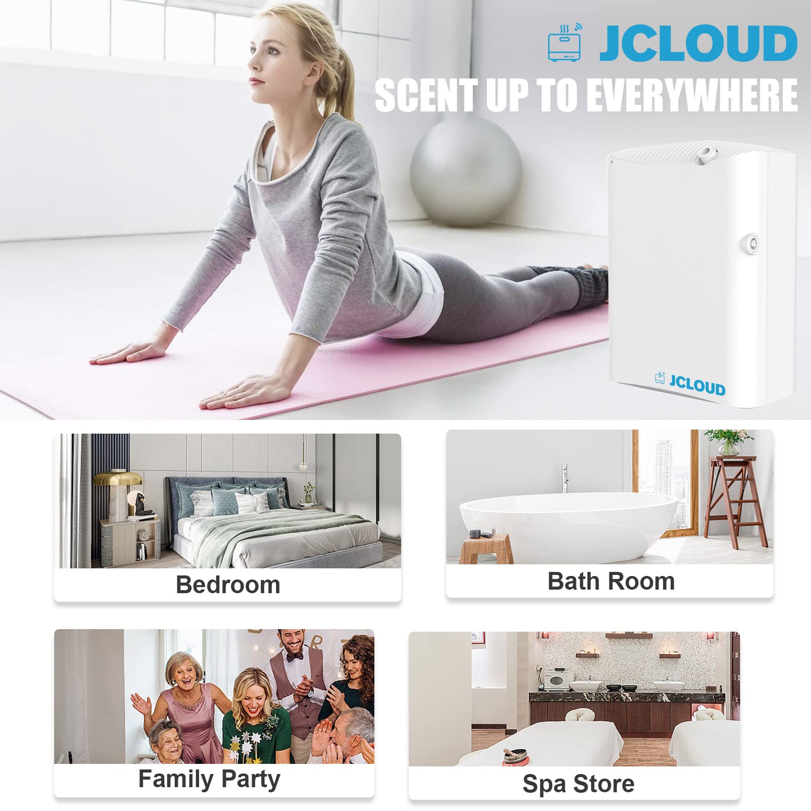 JCLOUD diffuser operating quietly for bedrooms and offices.