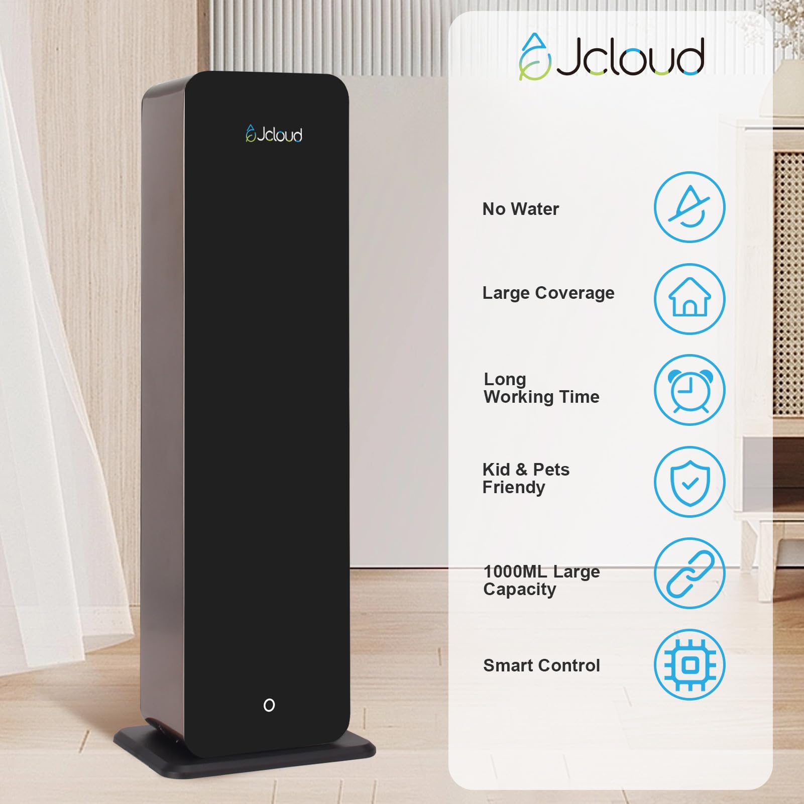 JCLOUD Upgrade Diffuser app-setup enables Bluetooth control for personalized scents.