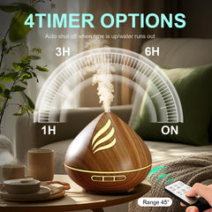 JcrAsZZF diffuser with 14-color LED lights for mood lighting.