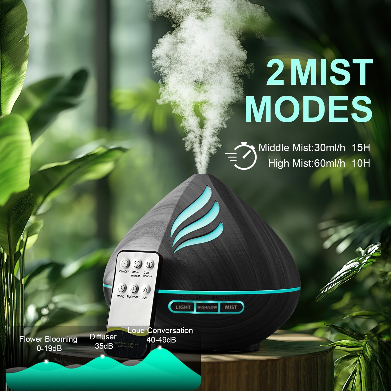 JcrAsZZF diffuser with 14-color LED lighting to set mood