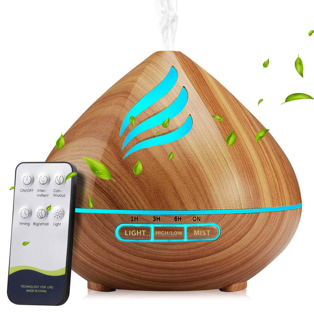 JcrAsZZF essential oil diffuser 500ml front view for long-lasting room aroma.