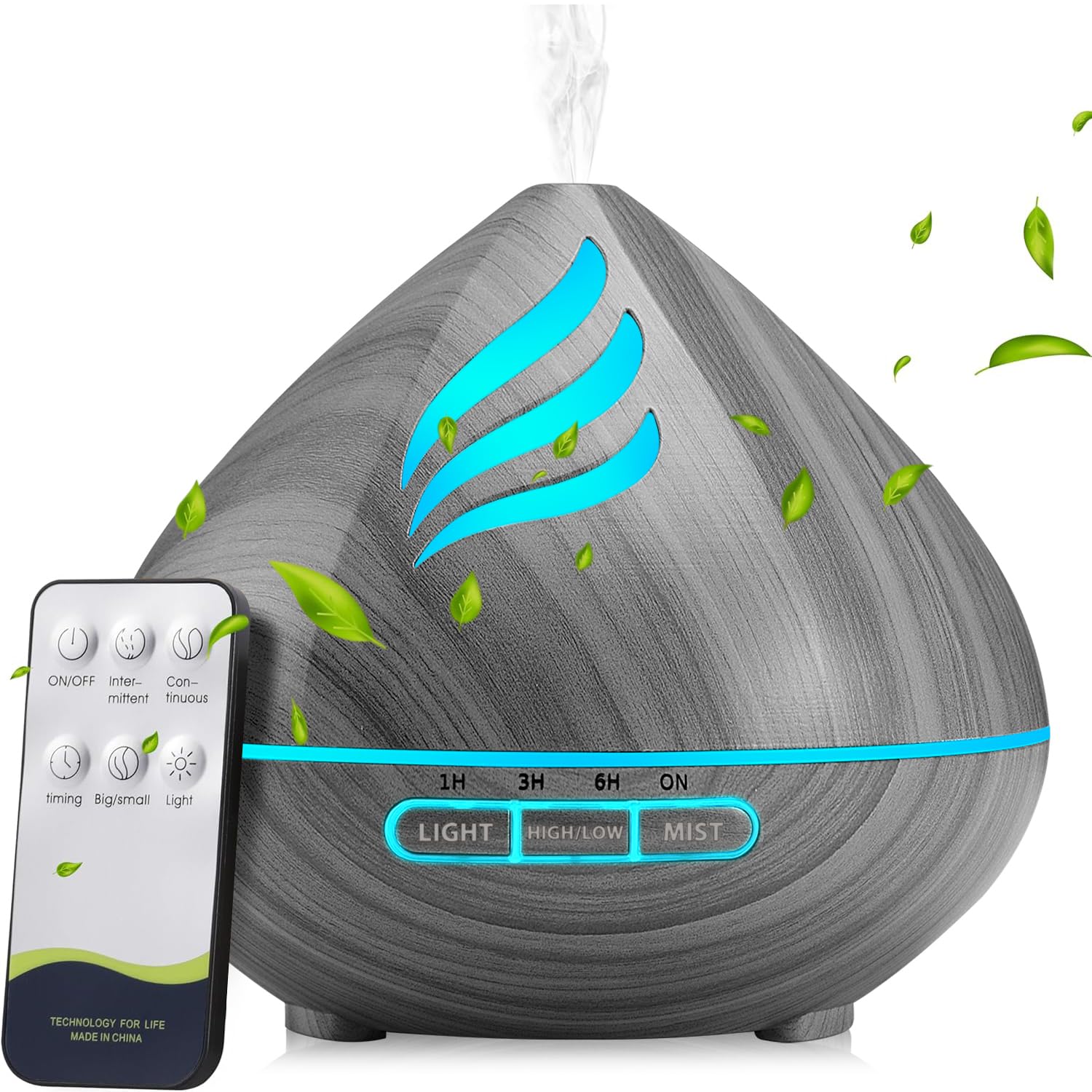 JcrAsZZF diffuser 500ml with remote LED lighting for cozy evenings