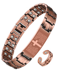 Jecanori 2X copper magnetic bracelet cross closeup highlighting bold design for daily wear