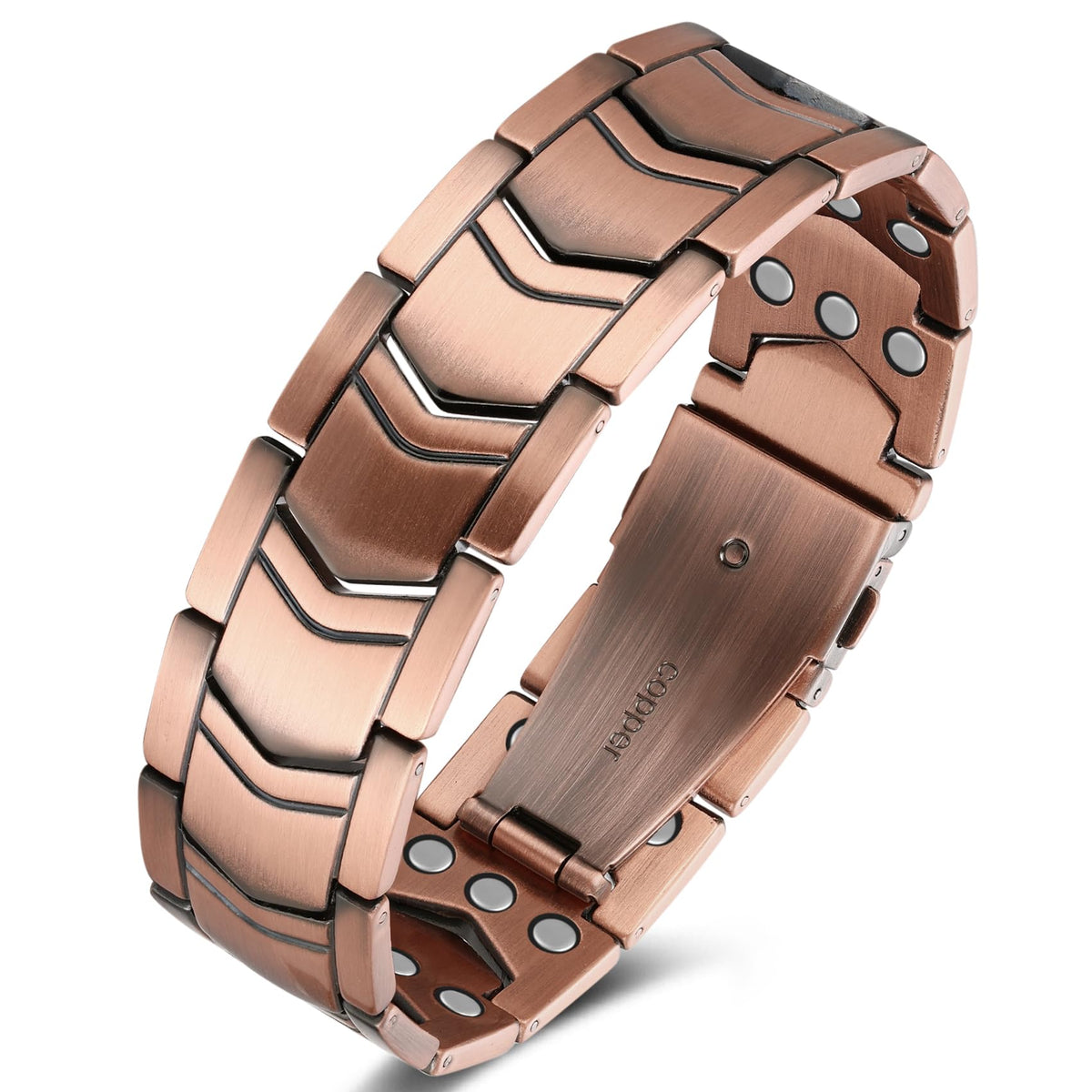 Jecanori 3X Strength copper magnetic bracelet close-up showing magnets