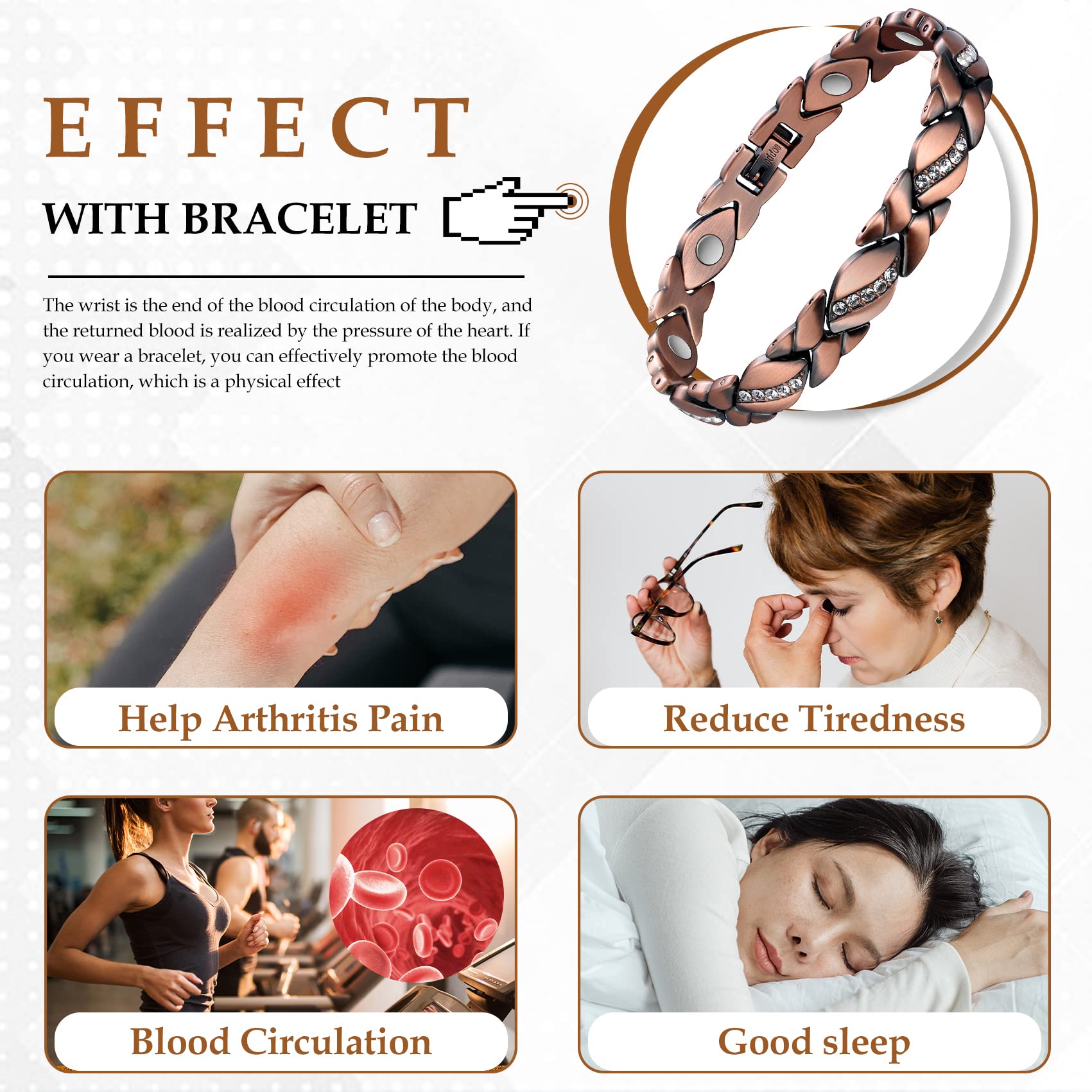 Jecanori adjustable bracelet length for a perfect at-home fit.