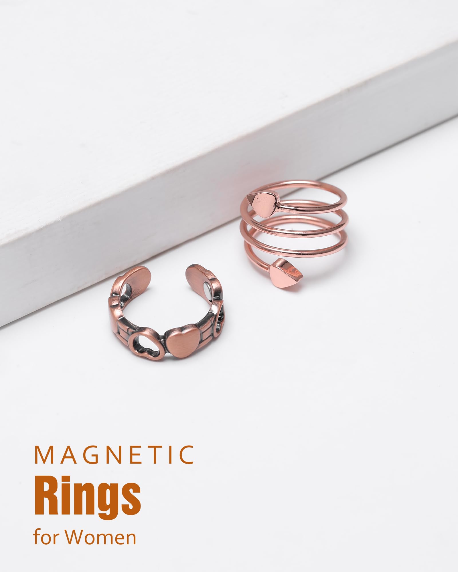 Jecanori anillo cobre imantado 3500 gauss, magnetismo suave y cómodo.