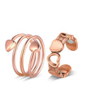 Jecanori 2-Piece Copper Magnetic Ring for Women – 99.99% Pure Copper, Adjustable Heart & Hollow Design