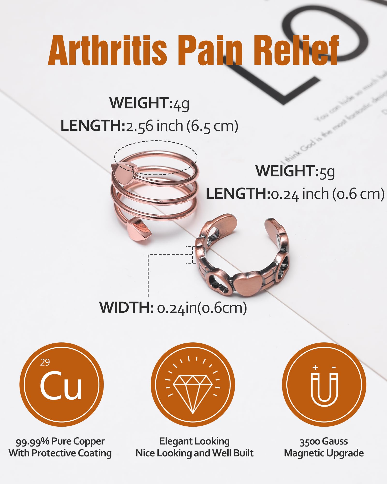 Jecanori anillo cobre lacado protector, acabado duradero en uso diario.