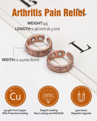 Jecanori Anillo de cobre puro hipoalergénico, ideal para uso prolongado