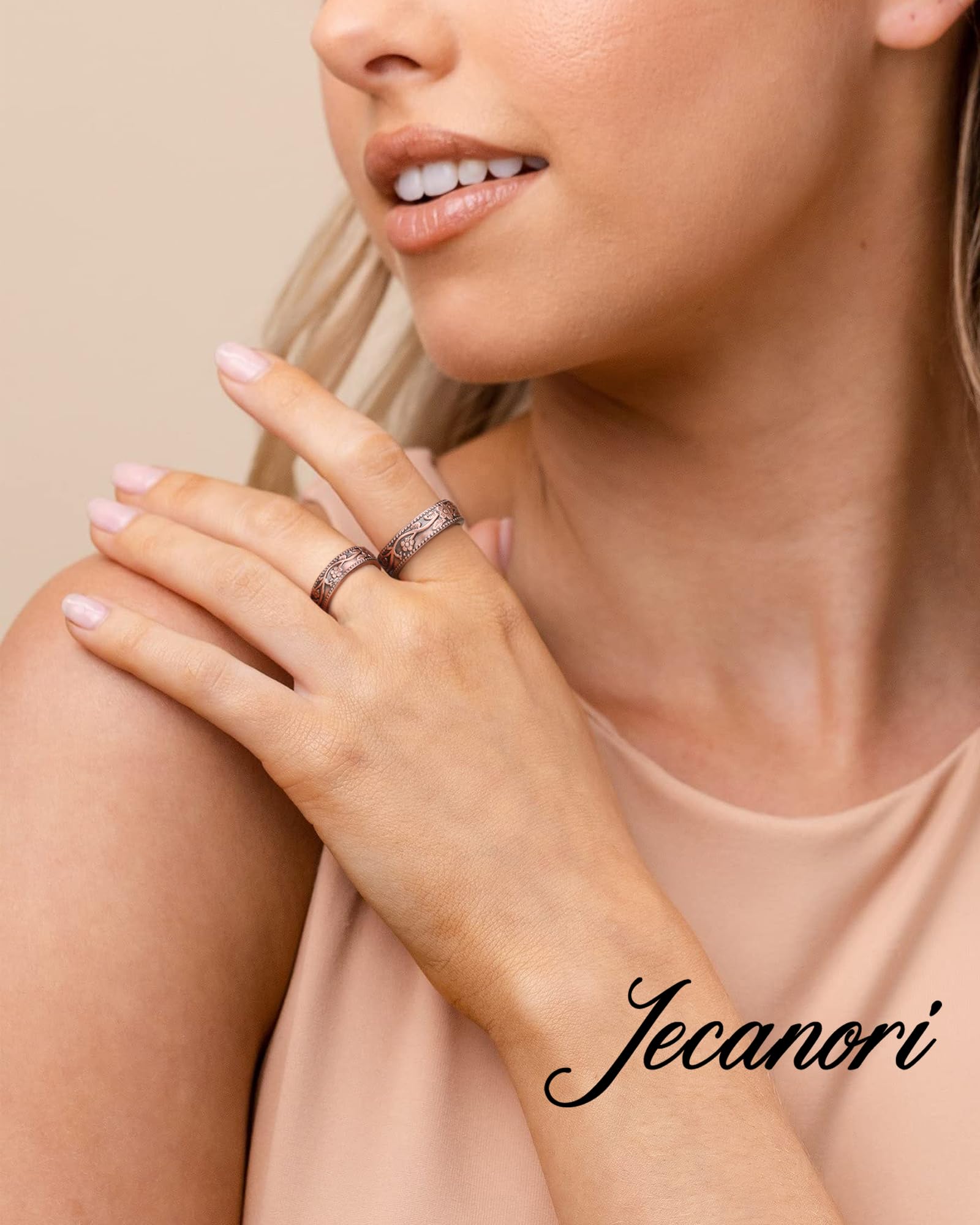 Jecanori Anillo de cobre en caja regalo, perfecto para regalo