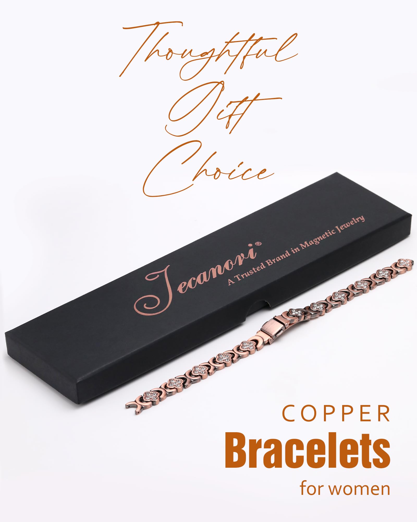 Flat lay image showing length and sizing details of the bracelet.