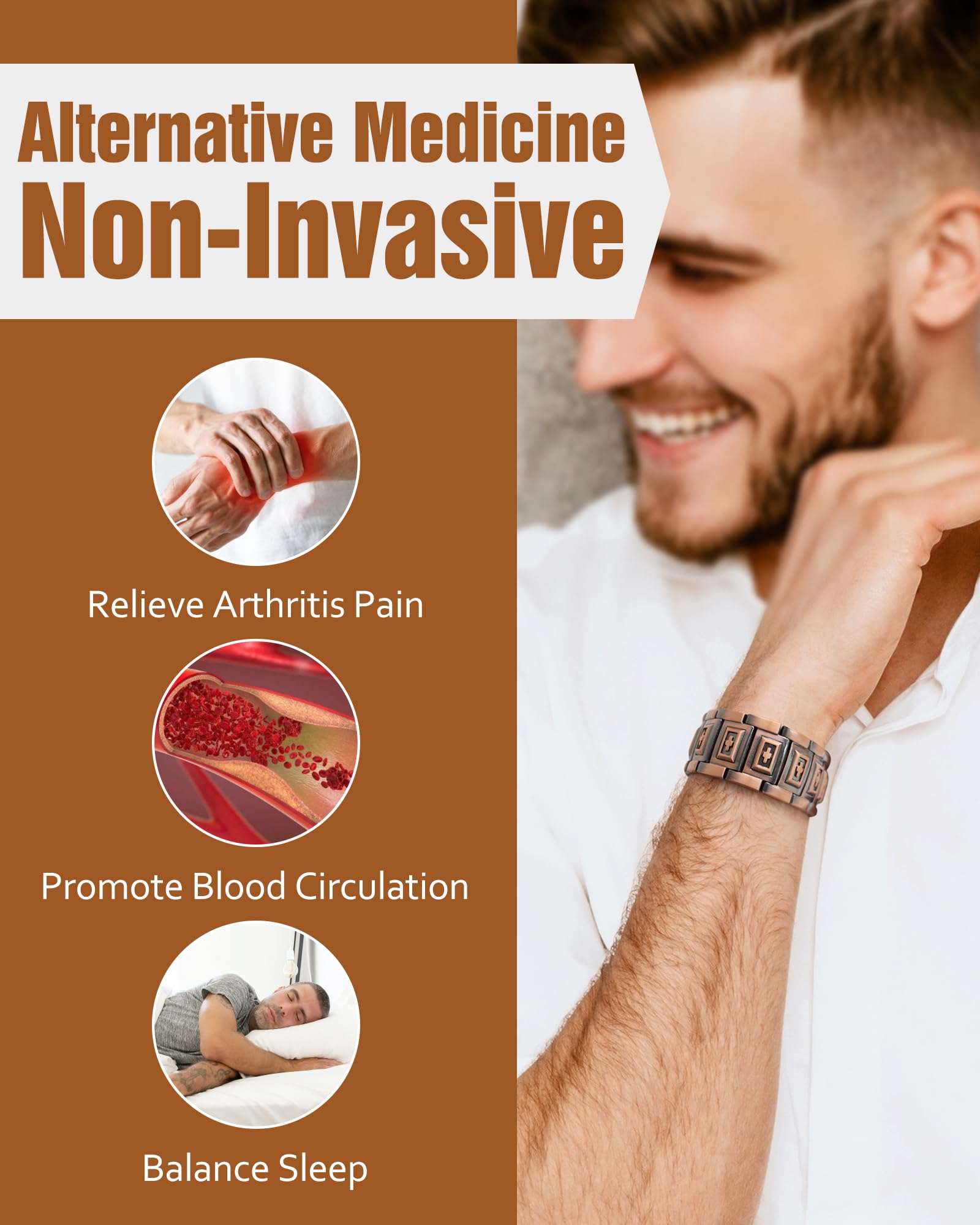 Jecanori copper bracelet adjustable length for a custom fit