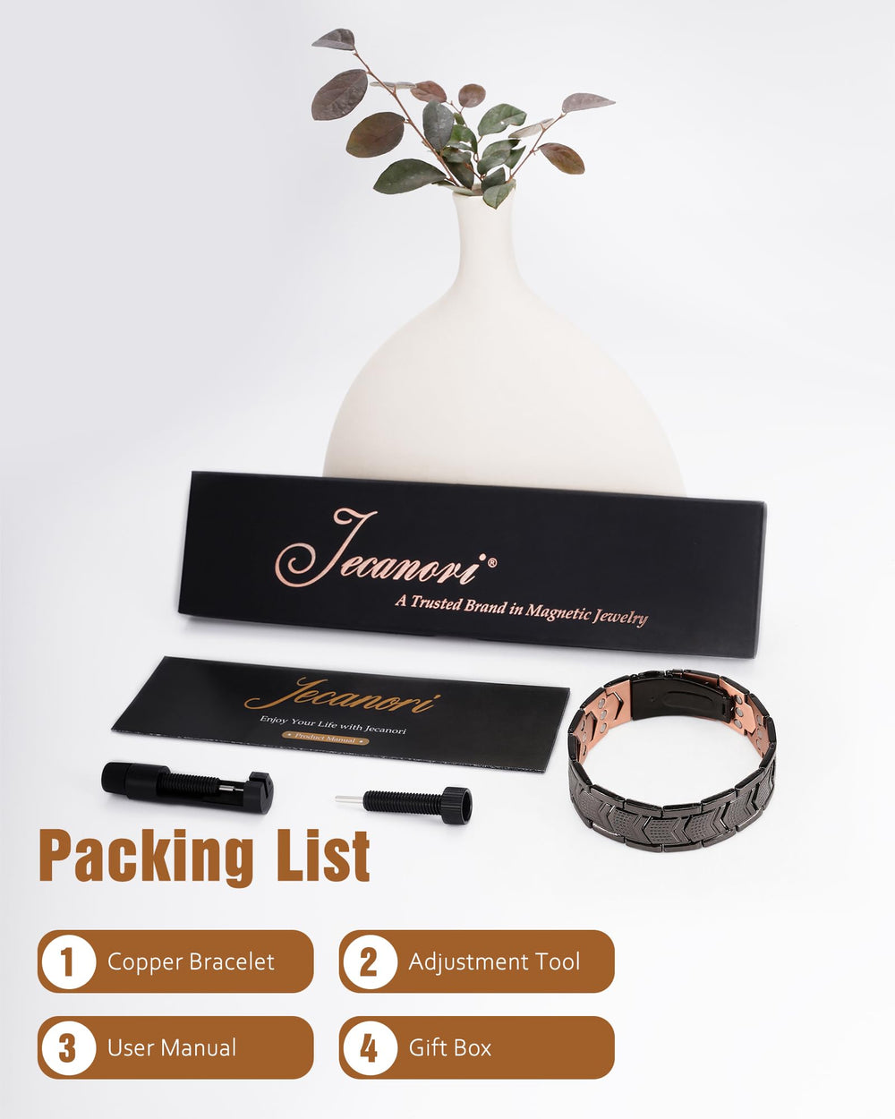 Jecanori copper bracelet presented in gift box ready for gifting