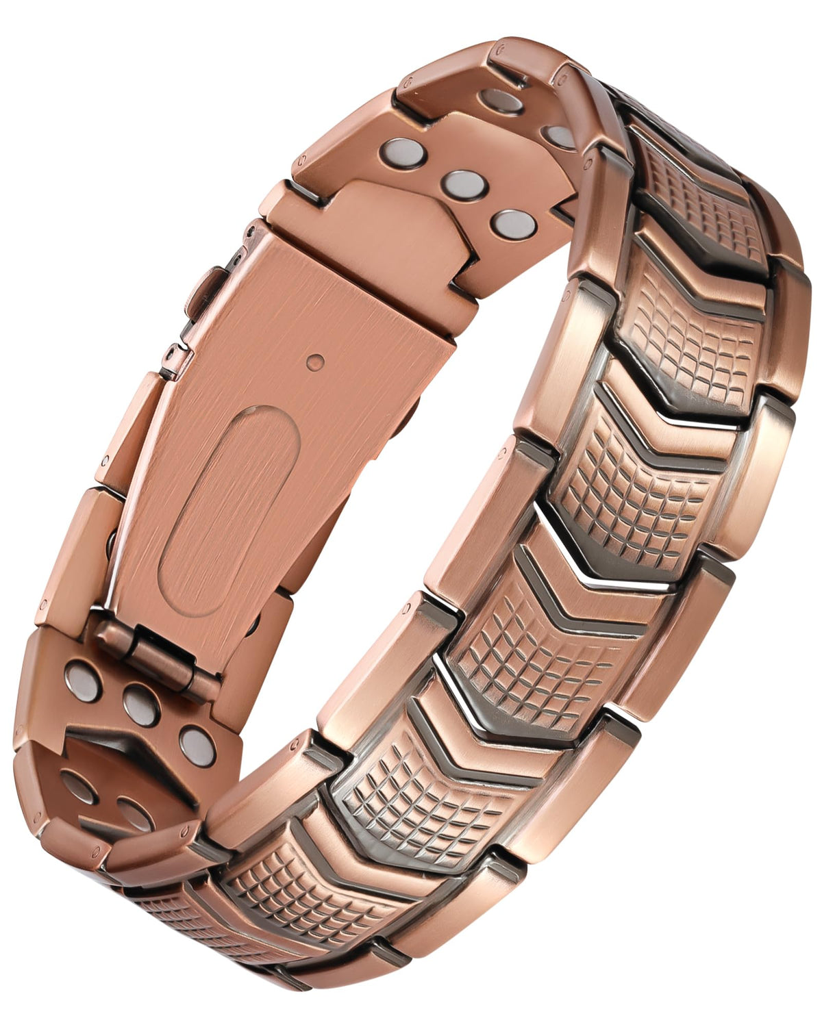 Jecanori copper bracelet for men with fold-over clasp for secure daily wear.