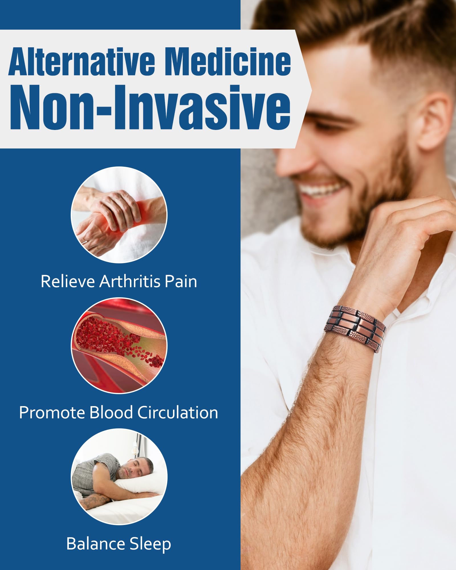 Jecanori copper bracelet with textured surface for rugged, refined style.