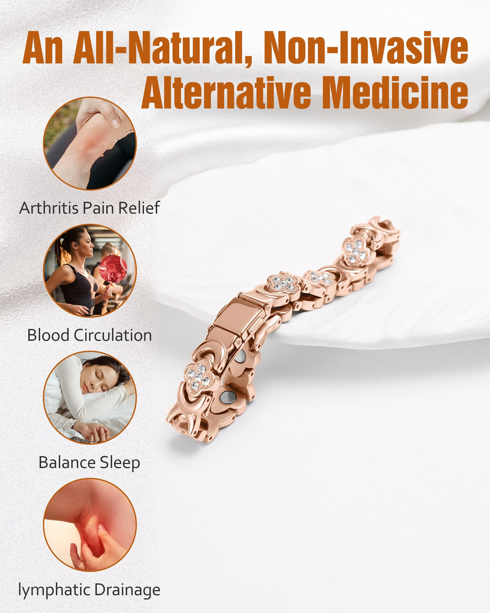 Jecanori copper ring four-leaf clover detail for luck-inspired style.