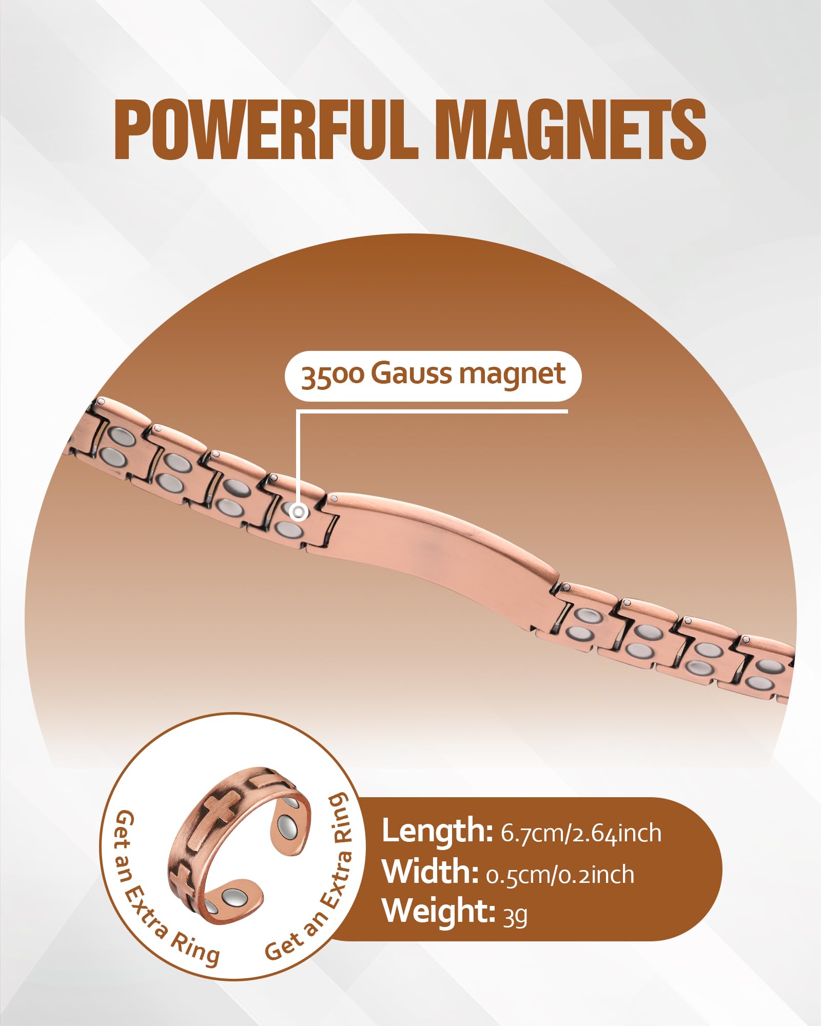 Jecanori durable copper men's bracelet suitable for everyday use