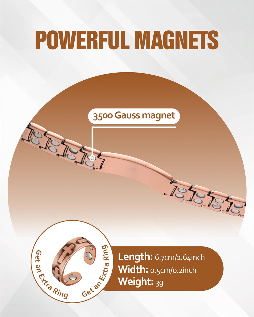 Jecanori durable copper men's bracelet suitable for everyday use