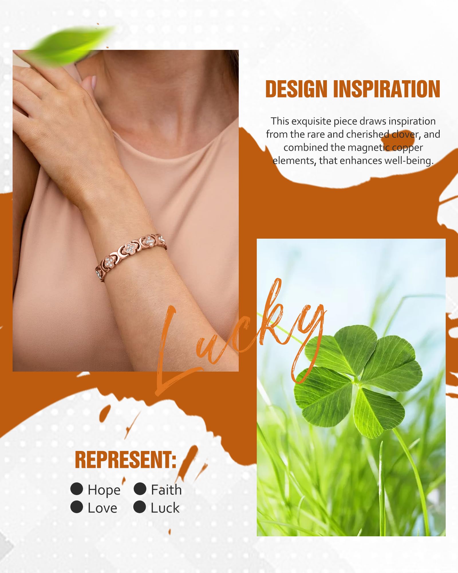 Jecanori four-leaf clover symbol design emphasizes positivity and contemporary style.