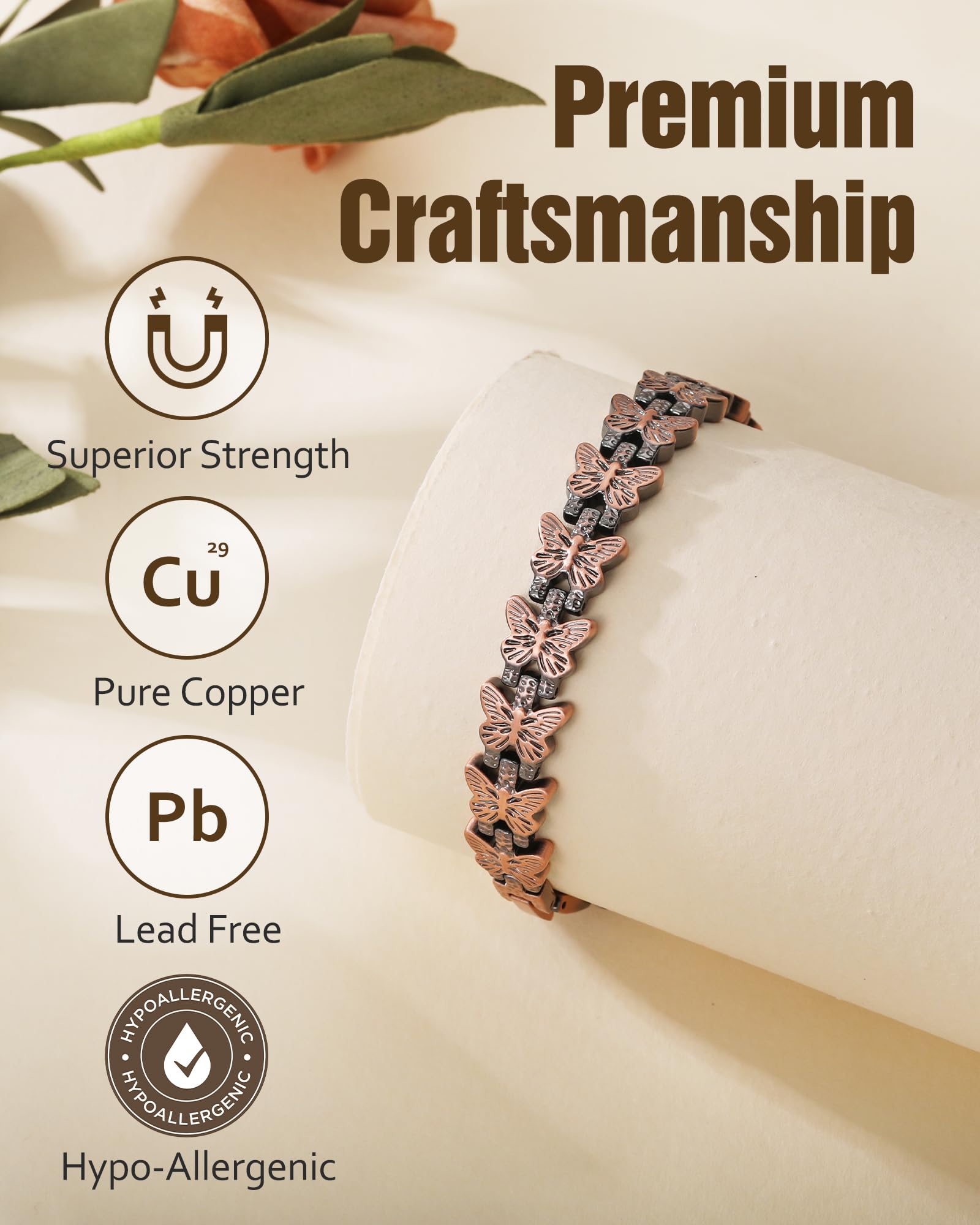 Hypoallergenic real copper material suitable for all-day wear