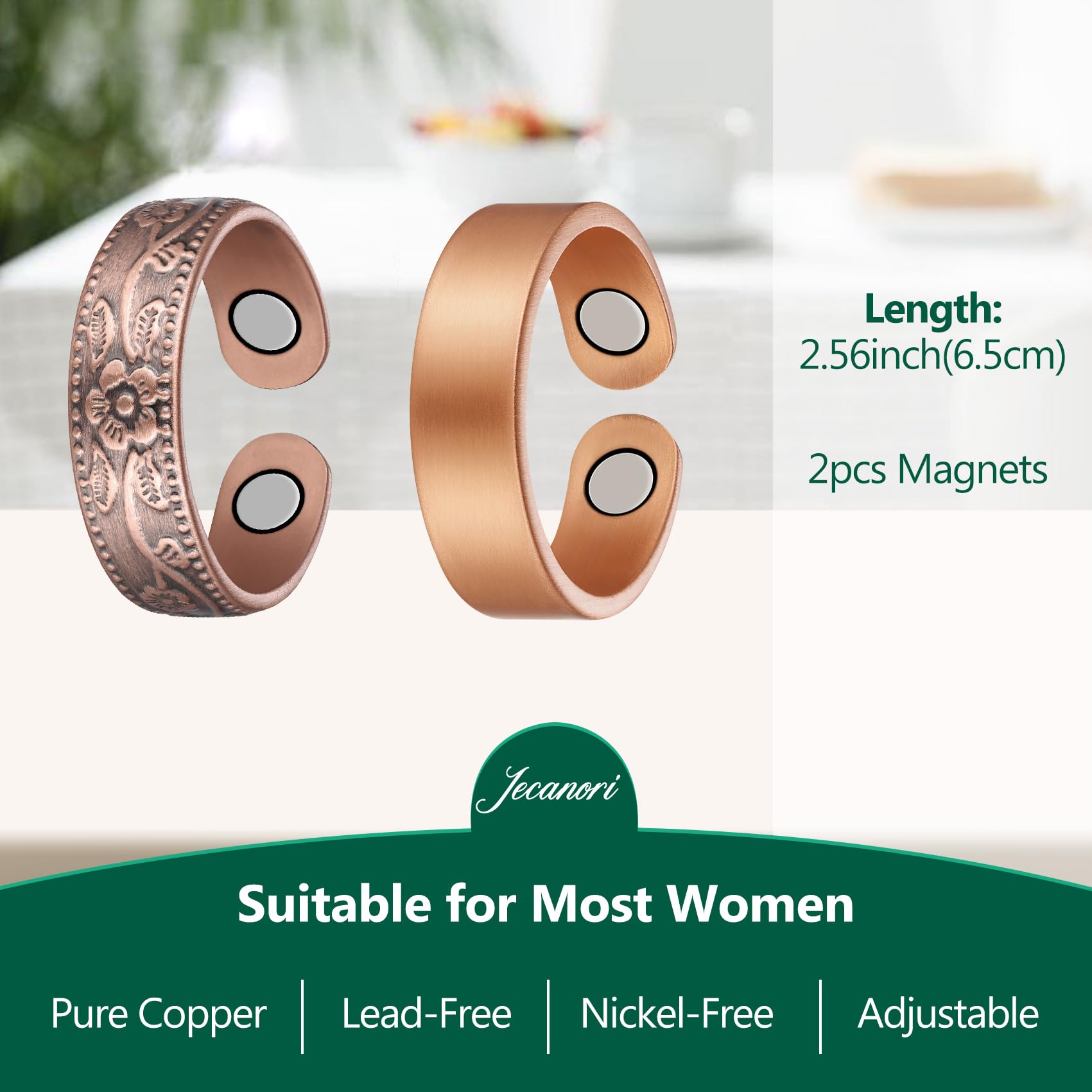 Gift-box ready presentation of Jecanori copper rings for gifting.