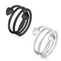 Jecanori Magnetic Therapy Rings for Women — Adjustable Copper Lymphatic Drainage Ring Set (2PCS, Black & Silver)