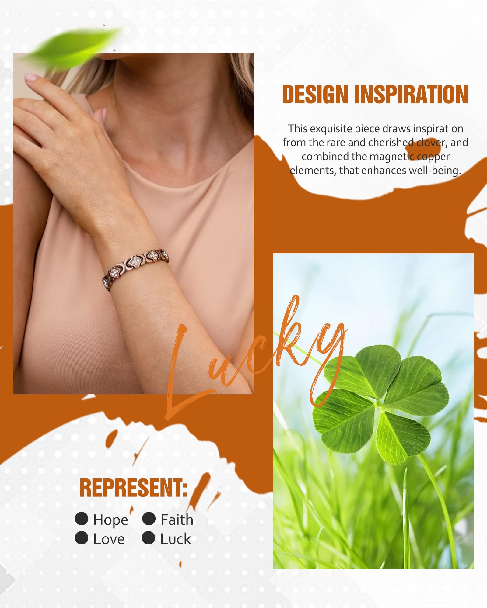 Adjustable link and folding clasp on the Jecanori copper bracelet.
