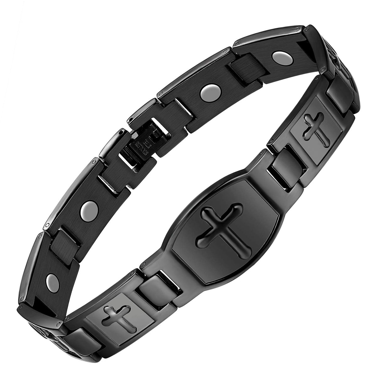 Jecanori magnetic bracelet for men in black combines style with potential comfort support.